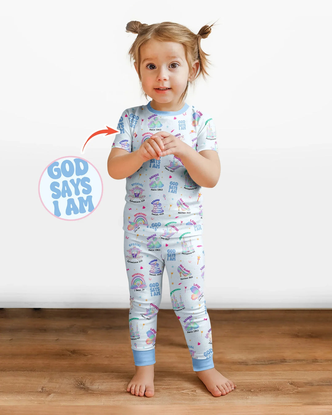 God Says I Am Girl Bamboo Two Piece Short Sleeve Pajama Set