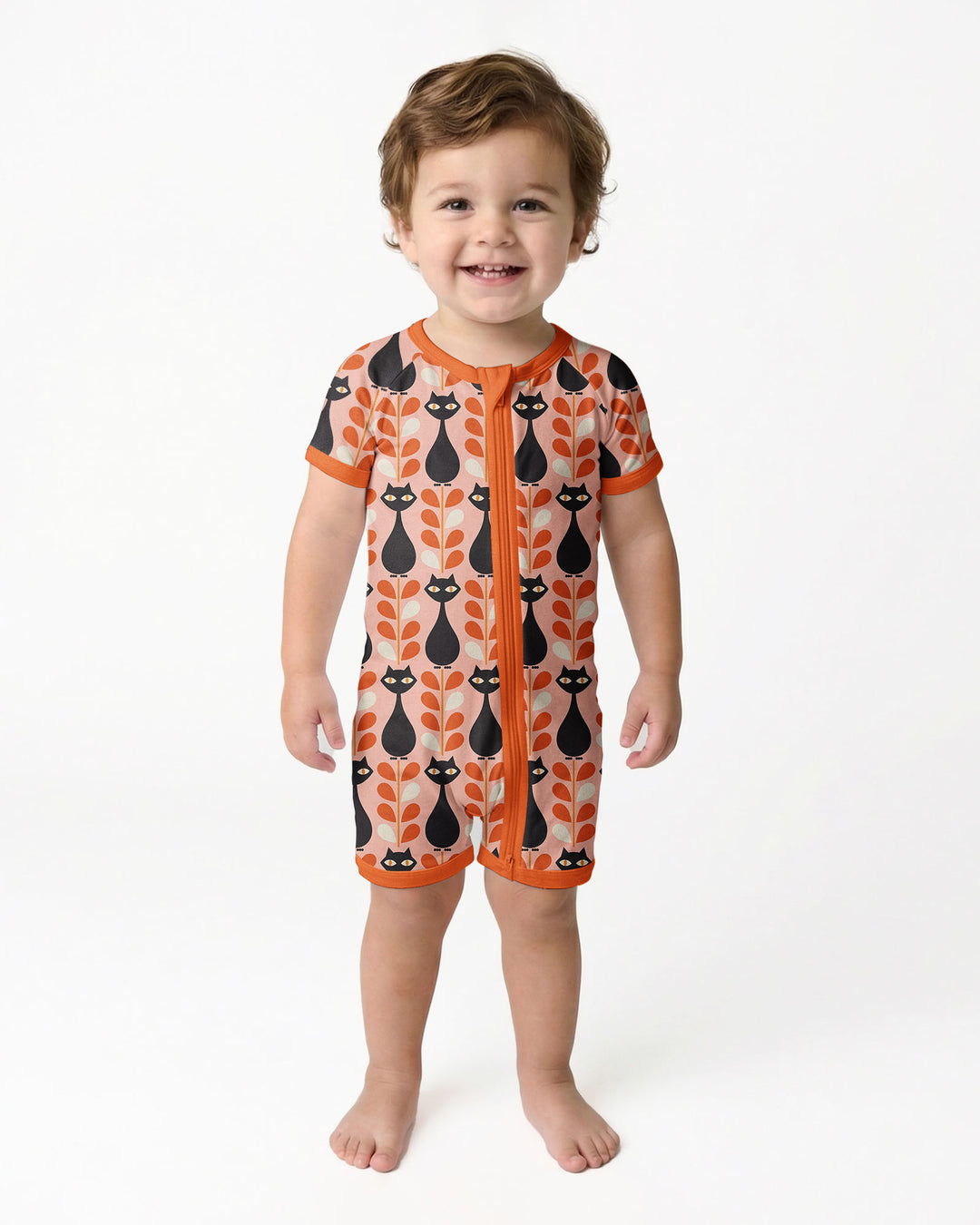 Retro Black Cat Garden Bamboo Shorty Zippy