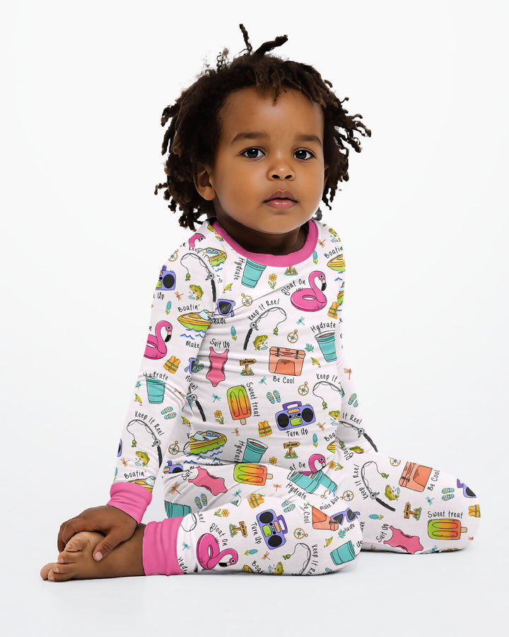 Zweiteiliges Langarm-Pyjama-Set mit Sommerfrüchten