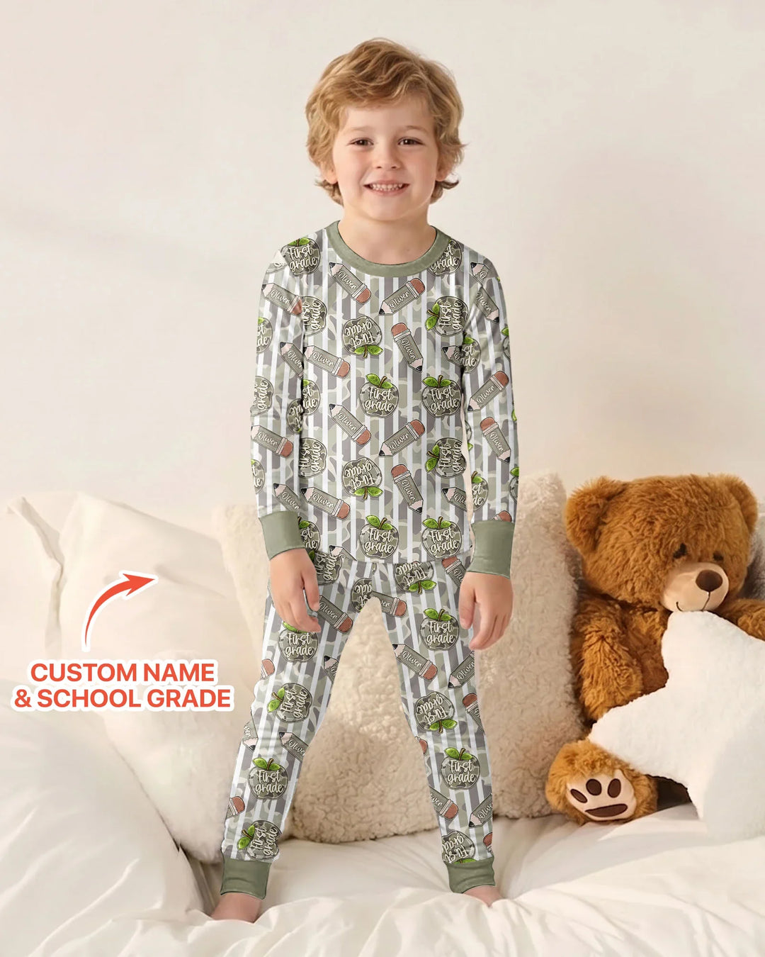 Zweiteiliges Langarm-Pyjama-Set mit Sommerfrüchten