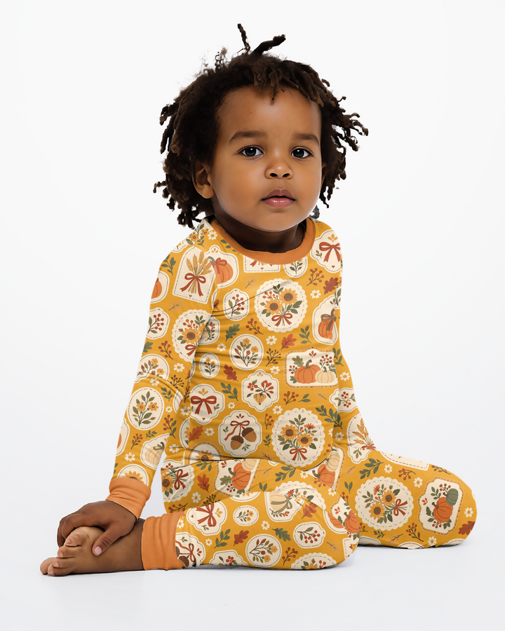 Warm Harvest Fall Bamboo Two Piece Long Sleeve Pajama Set