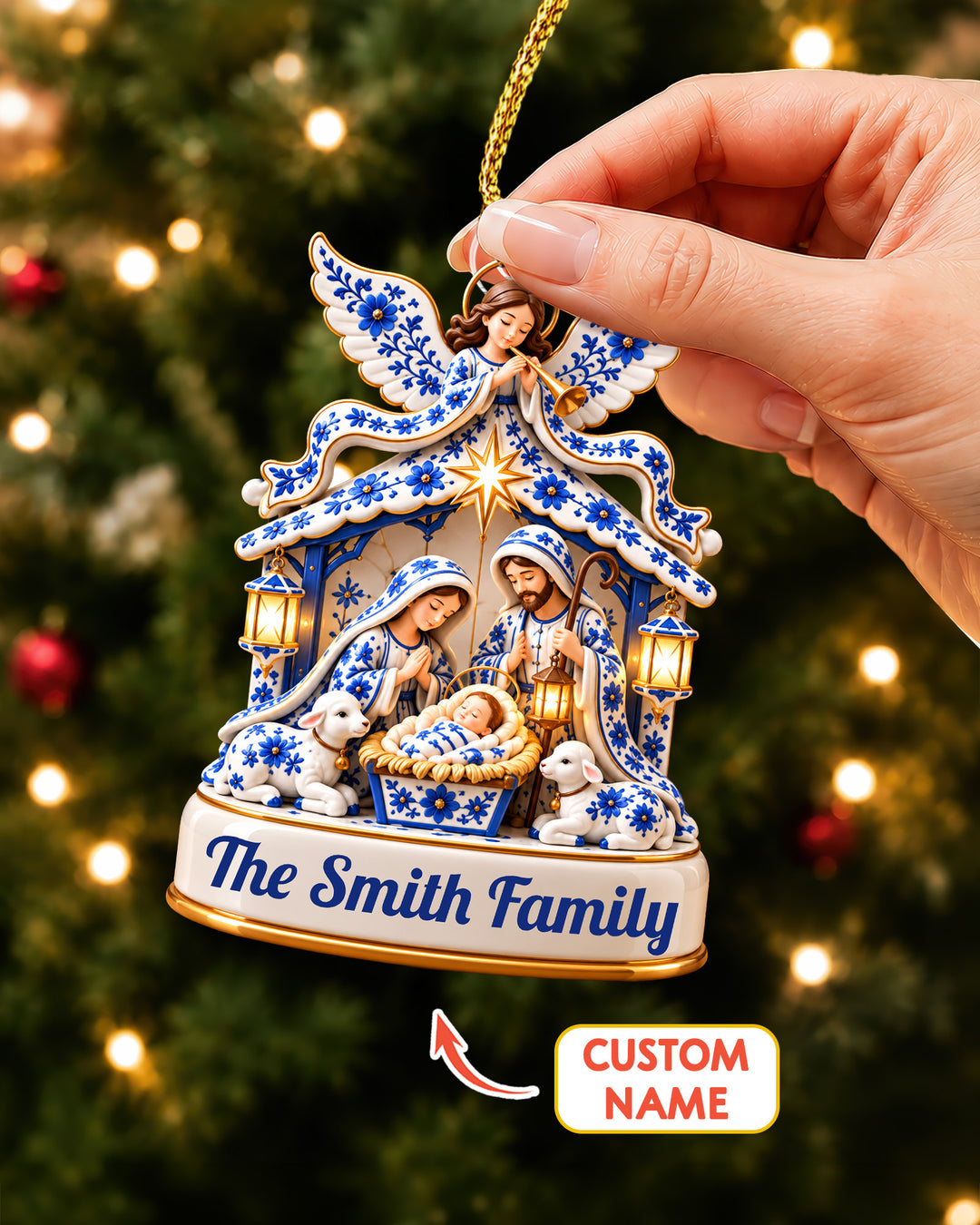 Chinoiserie Nativity Scene- Personalized Acrylic Ornament