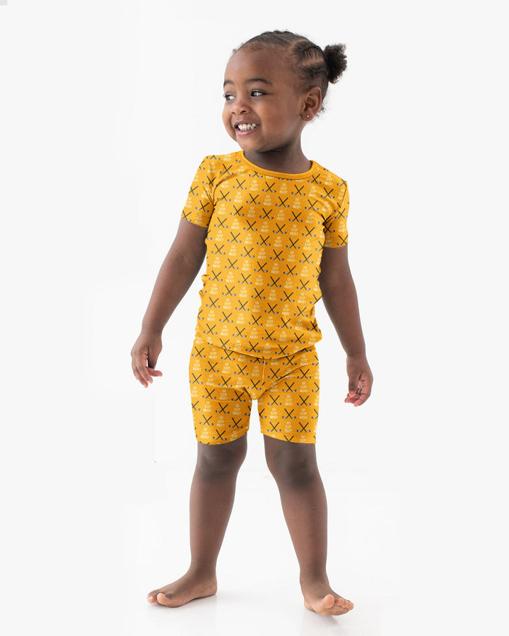 Eat Sleep Hockey Bamboo Two Piece Short Sleeve Shorts Pajama Set