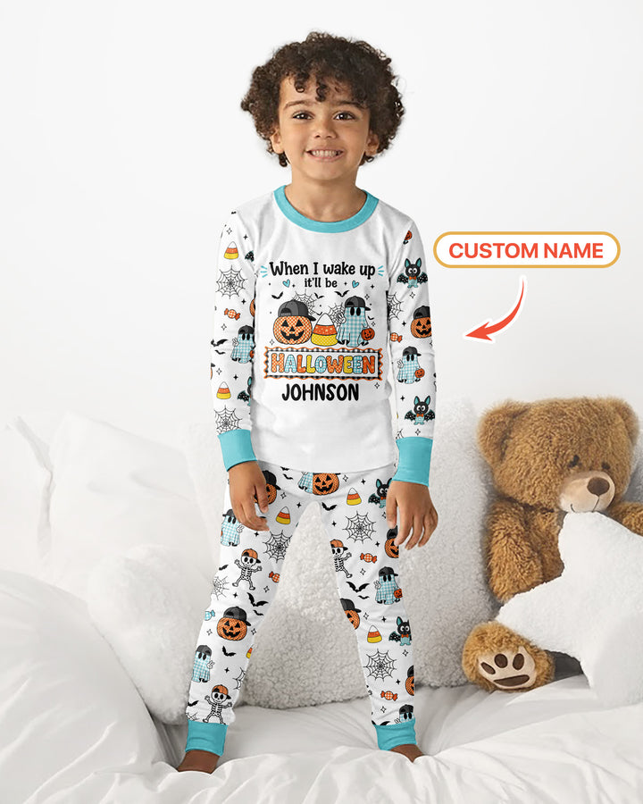 Custom Name When I Wake Up It'll Be Halloween! Bamboo Two Piece Long Sleeve Pajama Set