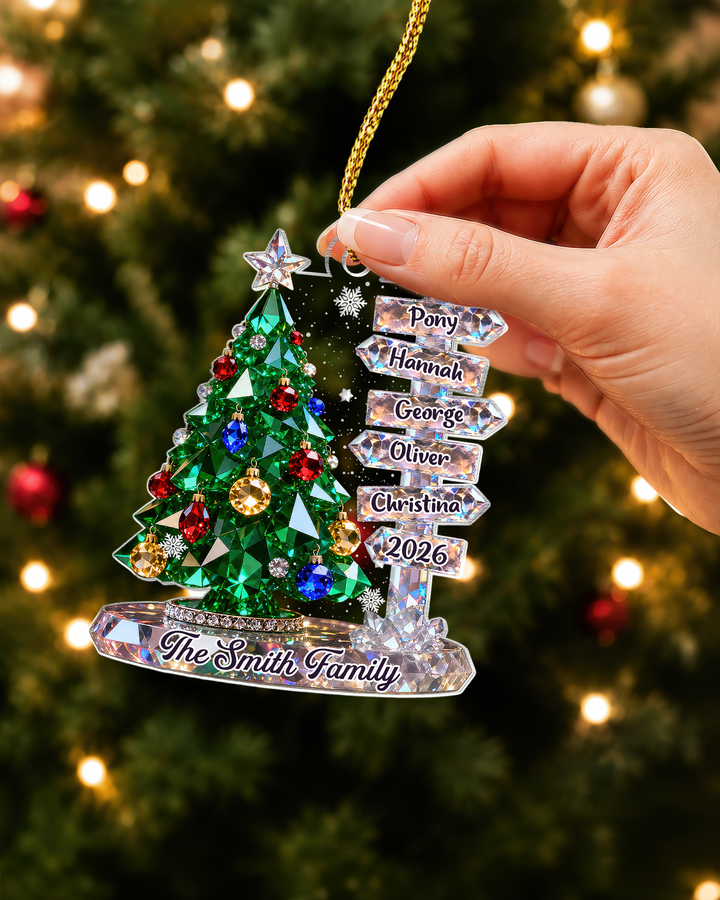 Family Signpost Custom Name 1-Side Acrylic Ornament