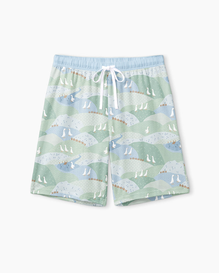 Wandering Geese Family Matching Bamboo Men Short Sleeve Short Pajama Set