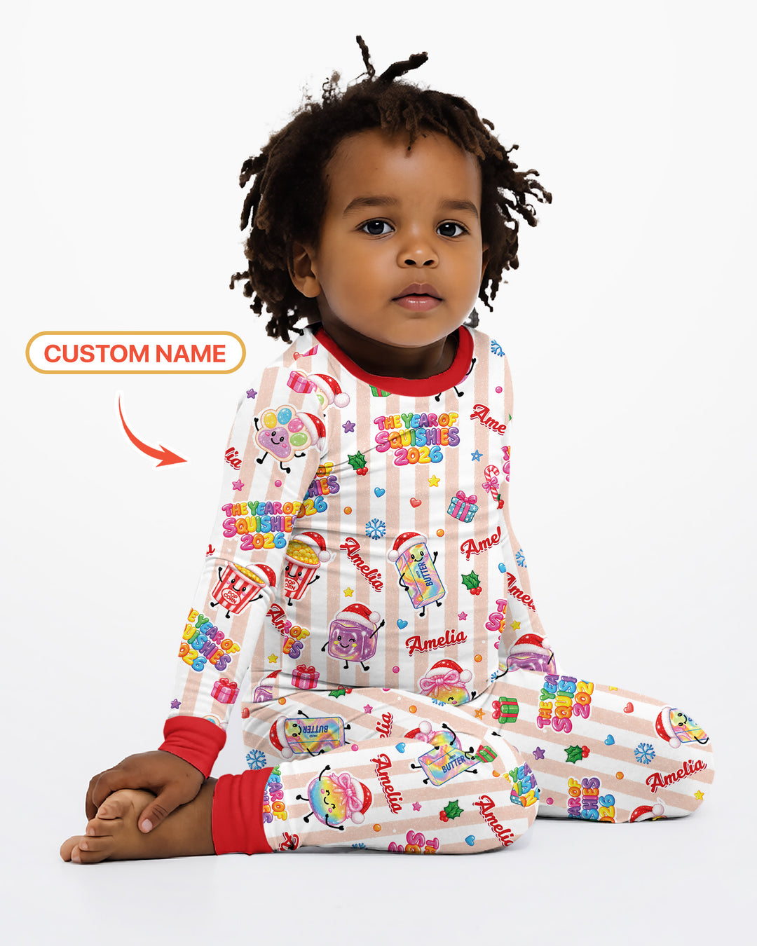 Custom Name The Year of Squishies 2026 Bamboo Two Piece Long Sleeve Pajama Set
