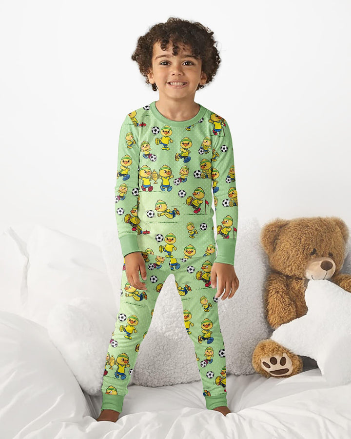 Brasil Soccer Fan Family Matching Bamboo Two Piece Long Sleeve Pajama Set