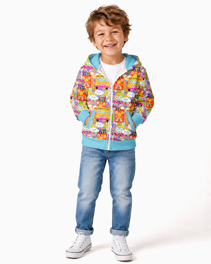 Retro Happy Classroom Bamboo Zip Hoodie