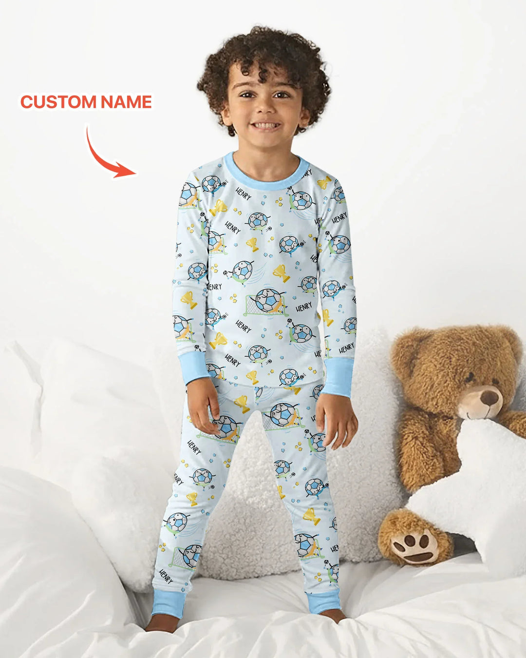 Custom Name Soccer Dad Team Matching Two Piece Long Sleeve Pajama Set