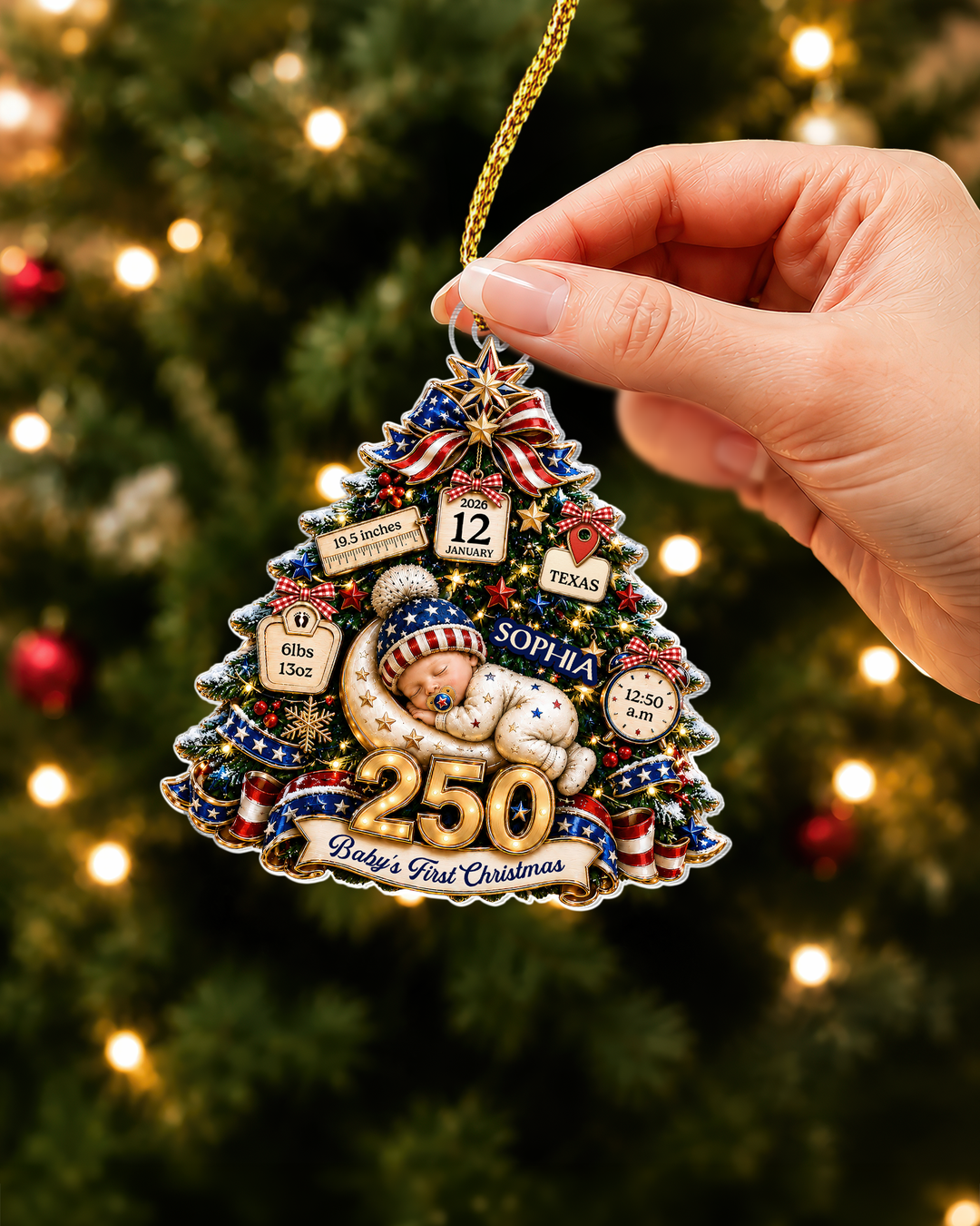 Baby's 1st Christmas America 250th Acrylic Ornament