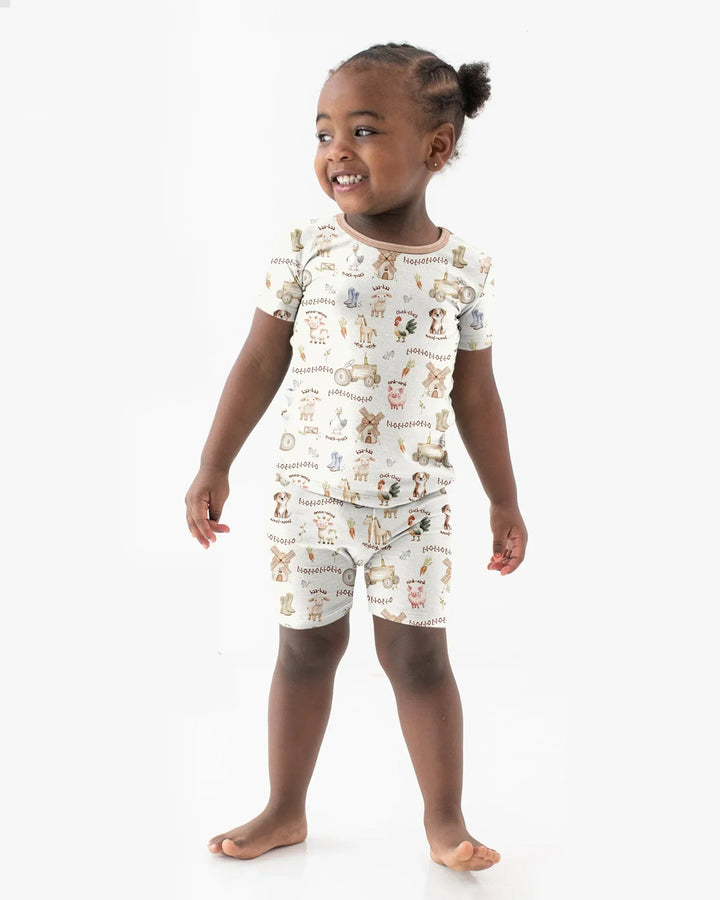 Old McDonald Farm Family Matching Bamboo Two Piece Short Sleeve Shorts Pajama Set