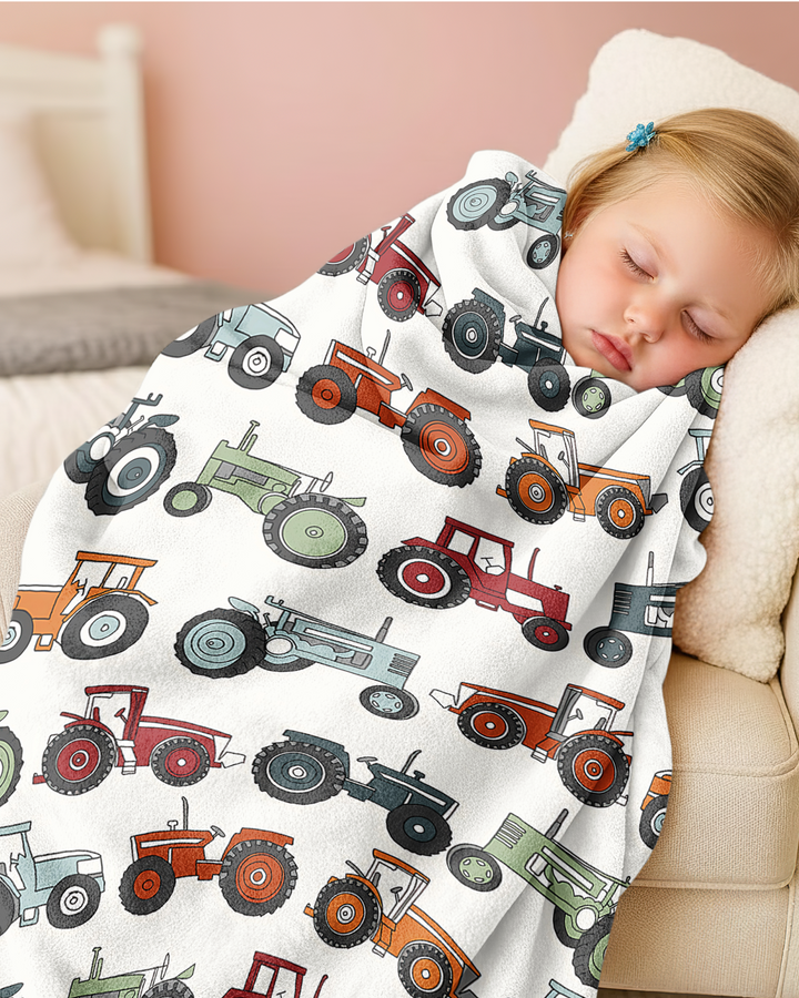 Tiny Tractors Bamboo Blanket