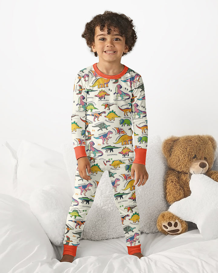 Little Dino World Bamboo Two Piece Long Sleeve Pajama Set
