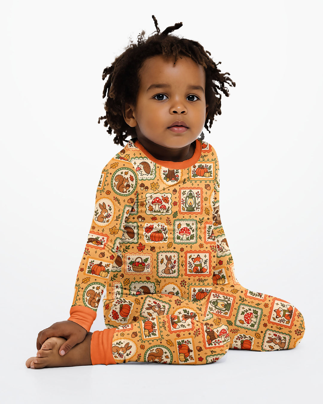 Woodland Animal Fall Bamboo Two Piece Long Sleeve Pajama Set