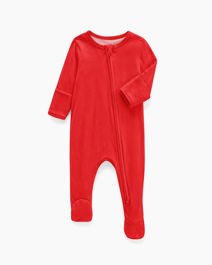 Solid Color Bamboo Zippered Footie Romper