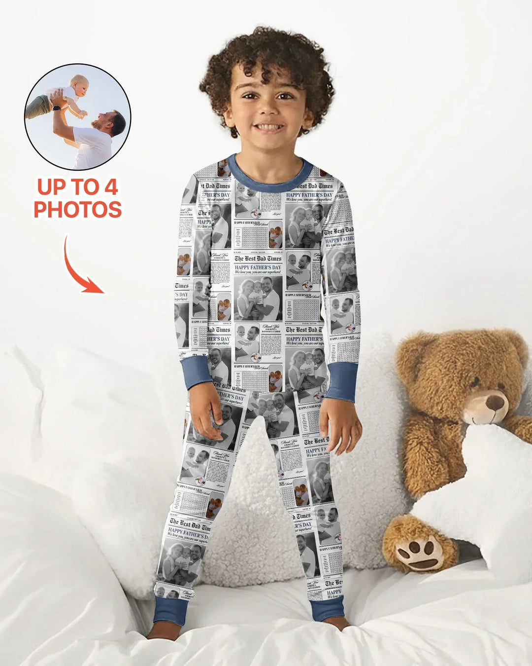 Custom Photo The Best Dad Times Bamboo Two Piece Long Sleeve Pajama Set