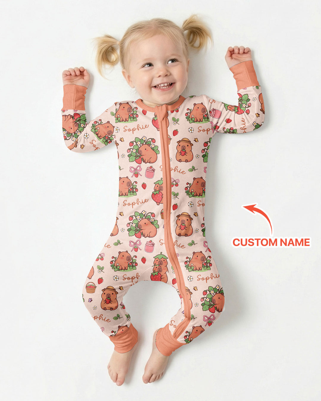 Custom Name Capybara Strawberry Bamboo Convertible Zippy