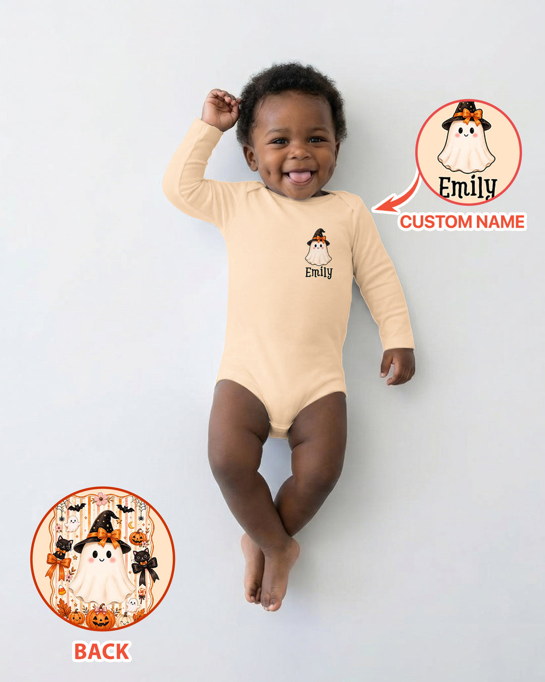Personalized First Halloween Ghost Bamboo Bodysuit