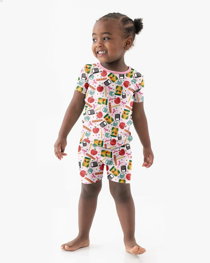 Little Learner Bamboo Two Piece Short Sleeve Shorts Pajama Set