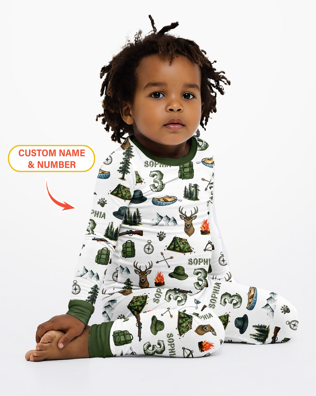 Personalized Birthday Camper Bamboo Two Piece Long Sleeve Pajama Set