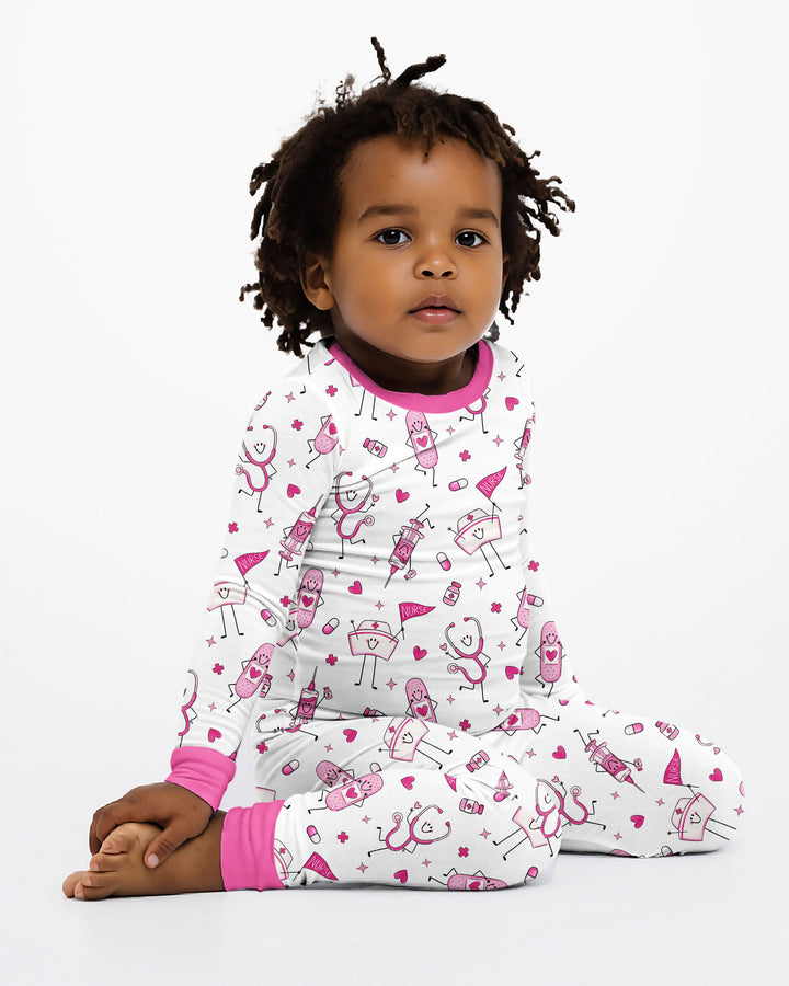 Conjunto de pijama de dos piezas de bambú de manga larga para toda la familia "Coastal Charm"