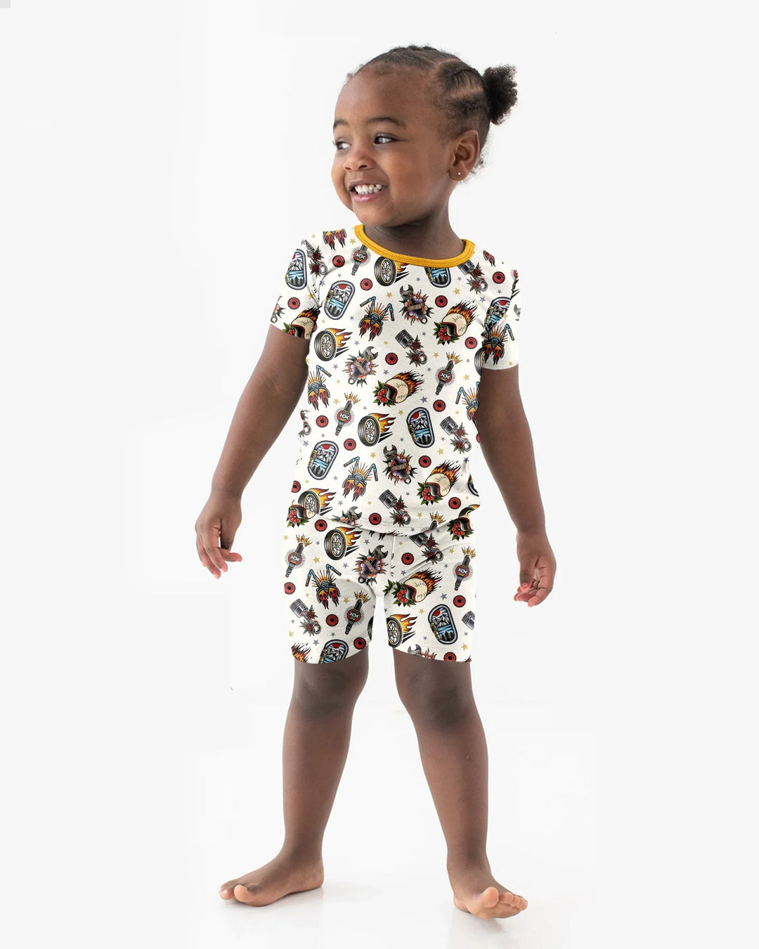 Born to Ride Together Family Matching Bamboo Two Piece Short Sleeve Shorts Pajama Set