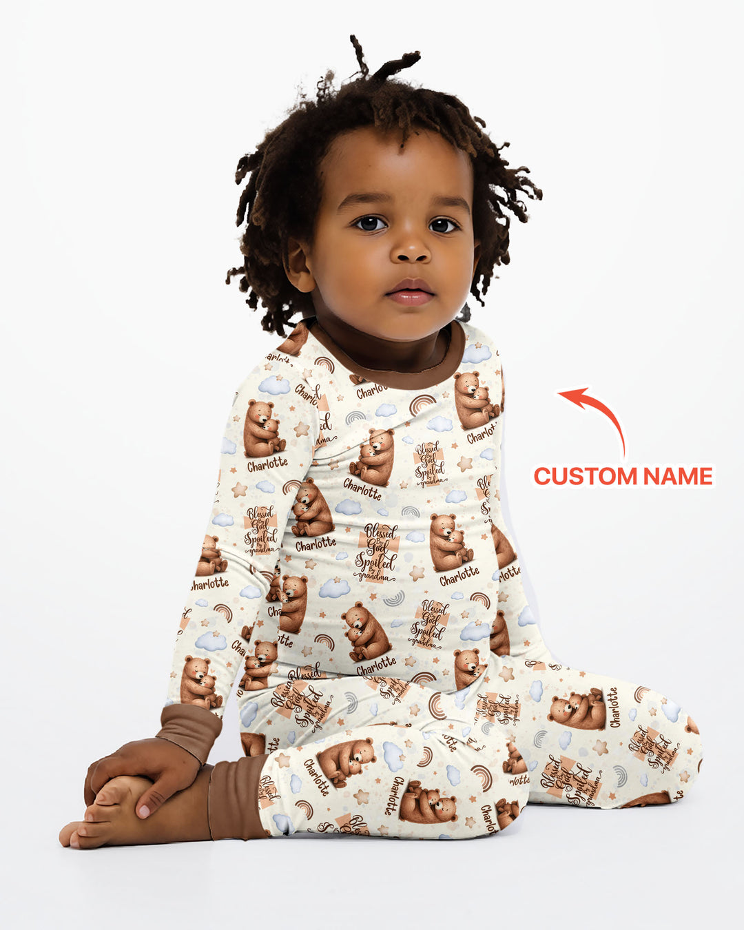 Conjunto de pijama de dos piezas de bambú con mangas largas, plantilla PERSONALIZADA