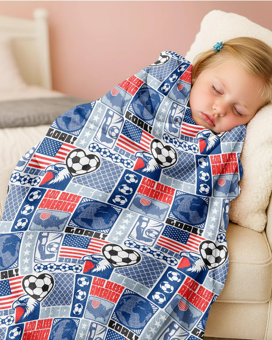 World Soccer God Bless America Bamboo Blanket