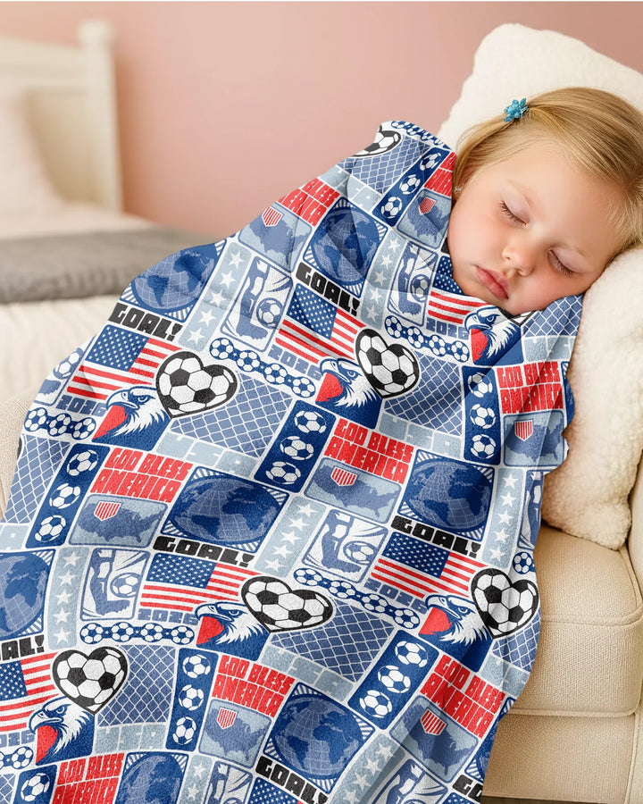 World Soccer God Bless America Bamboo Blanket