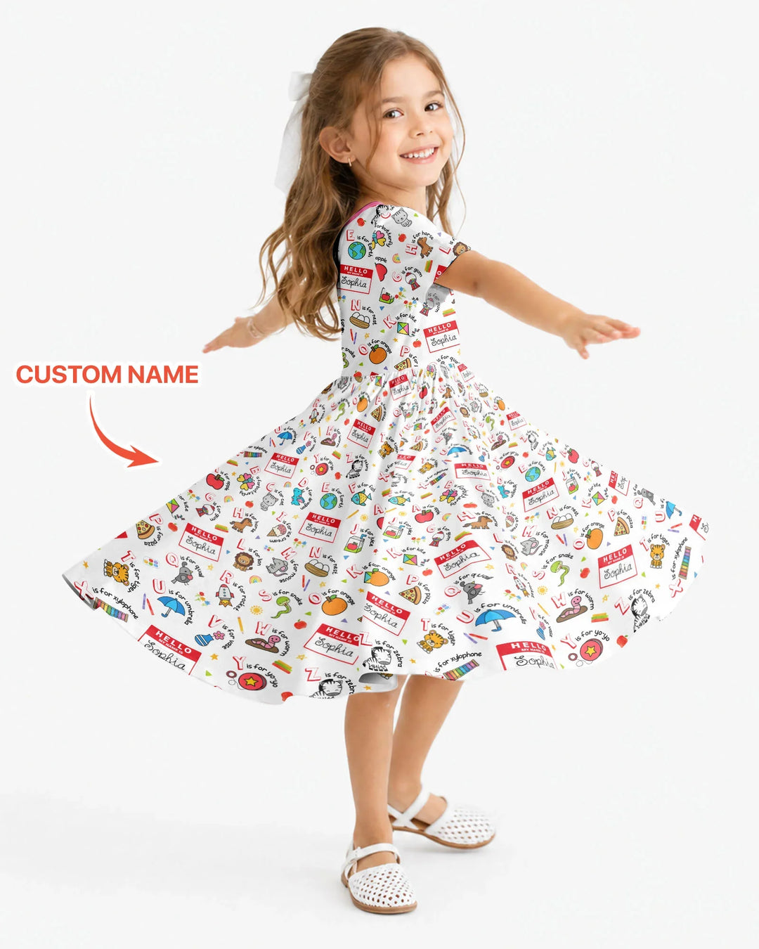 Custom Name Hello School ABCs Bamboo Twirl Dress