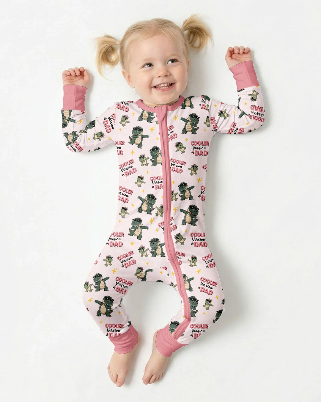 Divertido pijama de bambú convertible con cremallera de dinosaurio para papá e hijo a juego