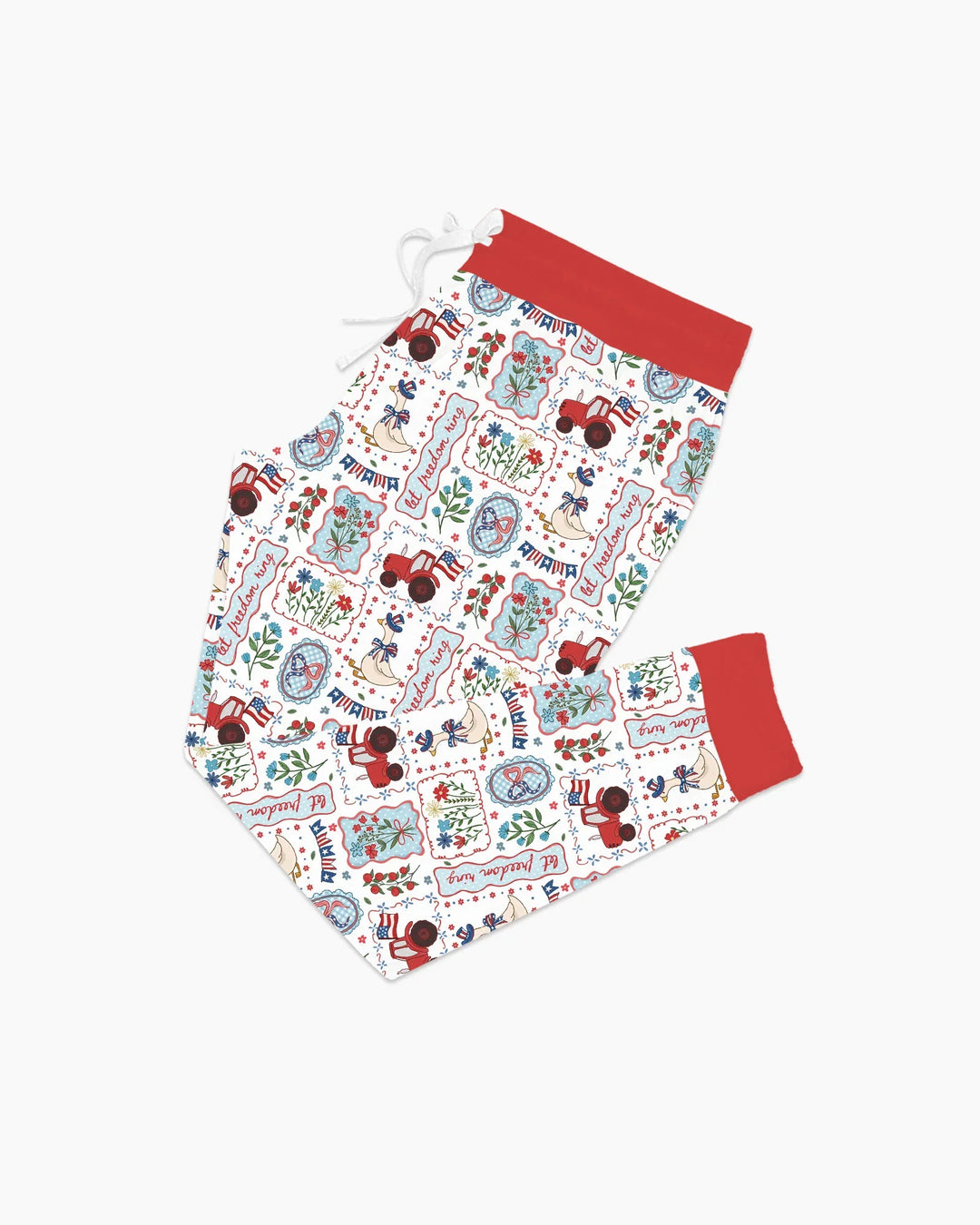 Pijama de mujer de bambú a juego para la familia de gansos tontos patrióticos de EE. UU.