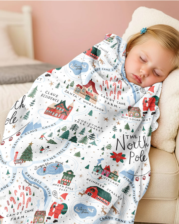 The North Pole Map Bamboo Blanket