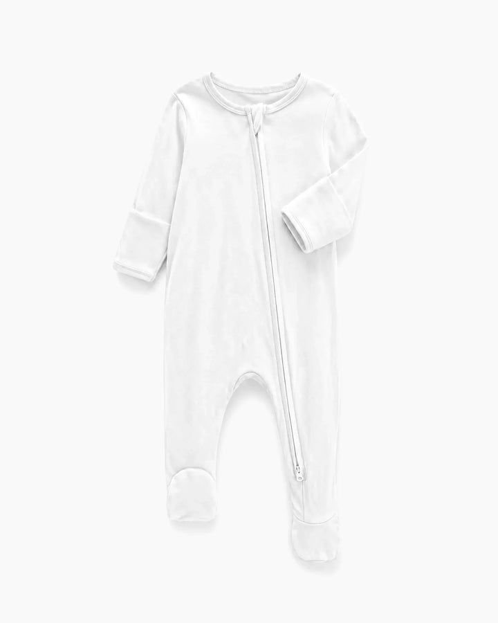 Solid Color Bamboo Zippered Footie Romper