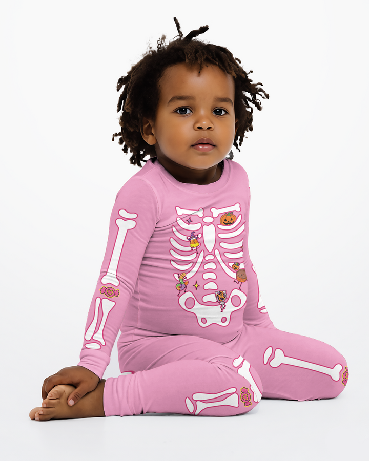 Halloween Skeleton Candy Bamboo Two Piece Long Sleeve Pajama Set