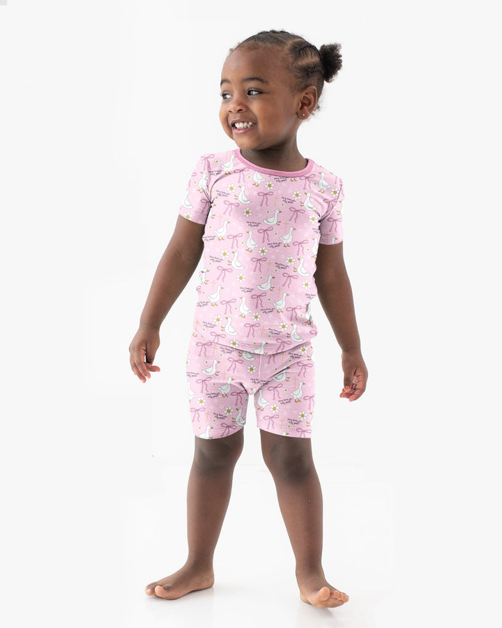 Conjunto de Pijama de Dos Piezas de Bambú con Mangas Cortas y Pantalones Cortos