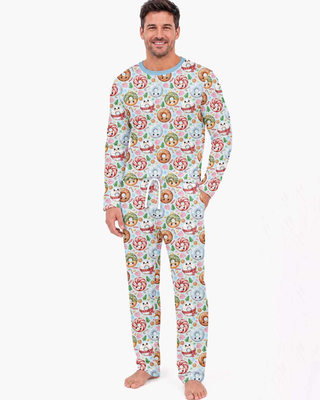 Kawaii Christmas Donuts Bamboo Men's Pajama Set