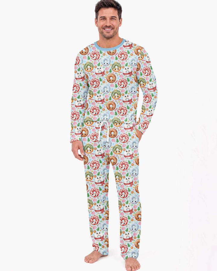 Kawaii Christmas Donuts Bamboo Men's Pajama Set