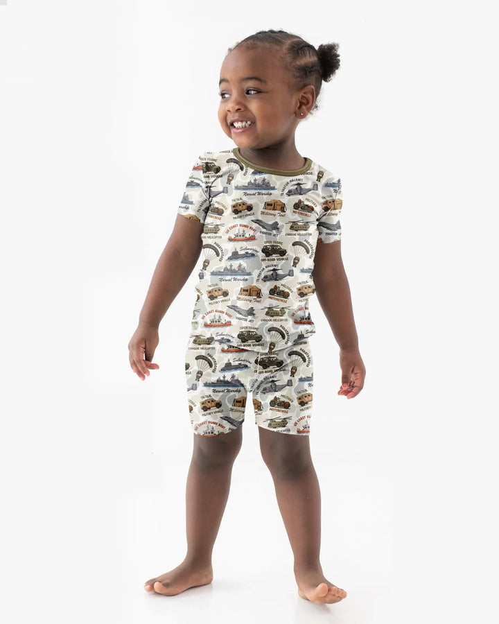 Conjunto de Pijama de Dos Piezas de Bambú con Mangas Cortas y Pantalones Cortos