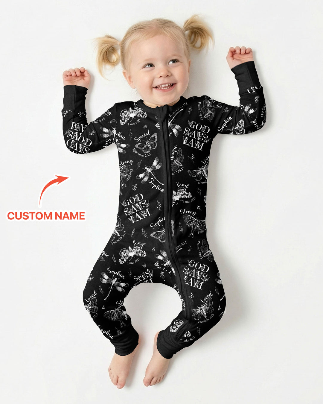 Custom Name God Says I Am Midnight Wings Bamboo Convertible Zippy