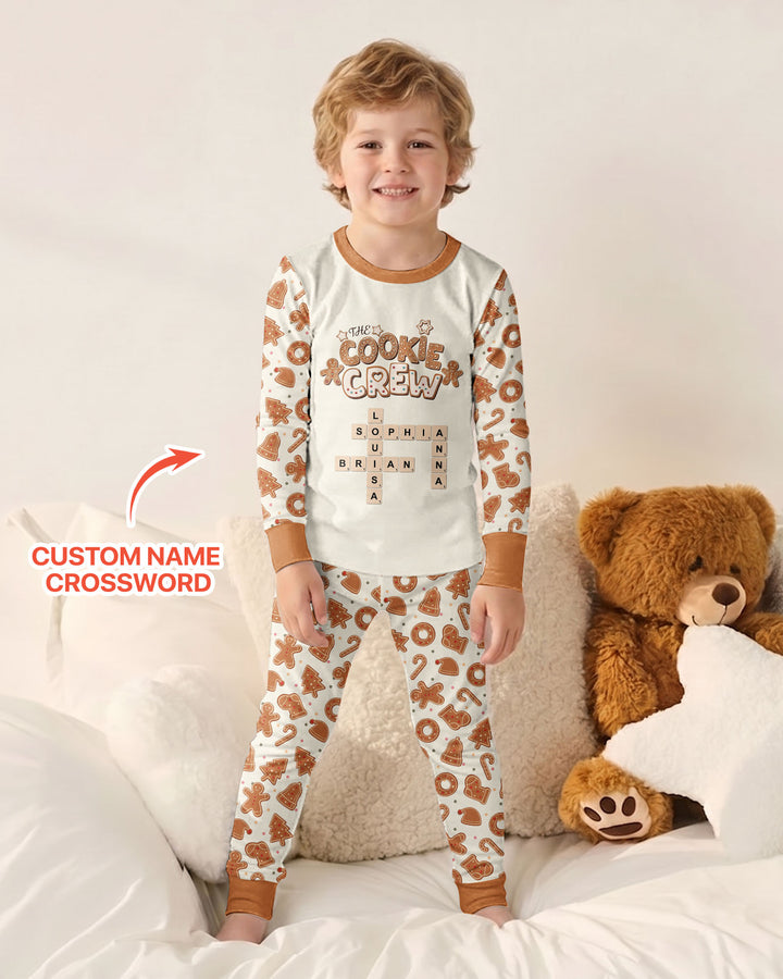 Custom Crossword Cookie Crew Bamboo Two Piece Long Sleeve Pajama Set