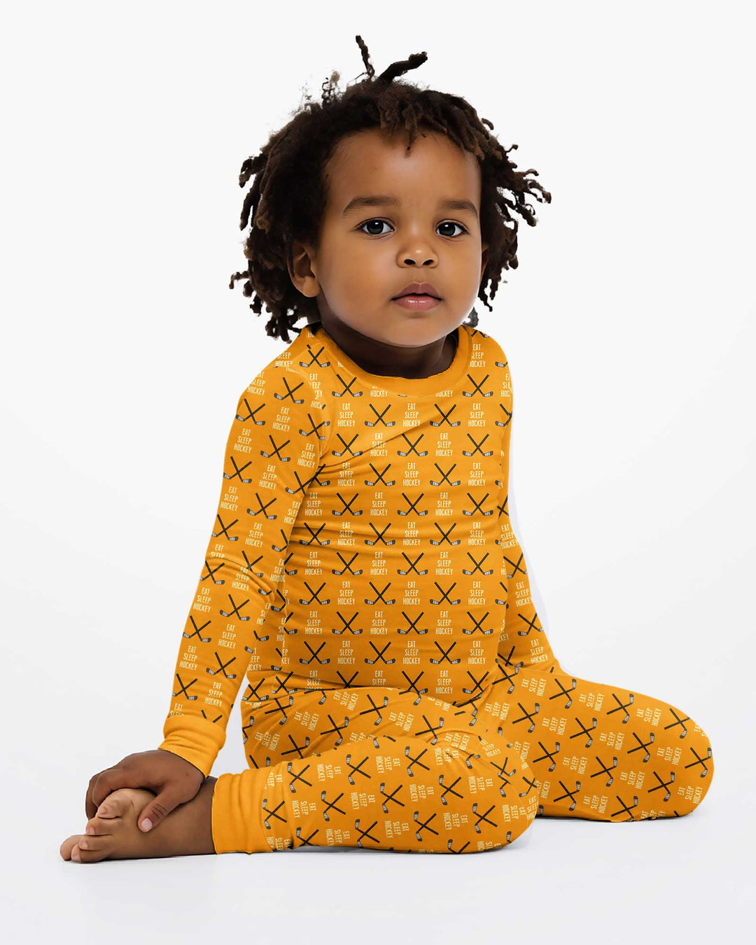 Eat Sleep Hockey Bamboo Two Piece Long Sleeve Pajama Set