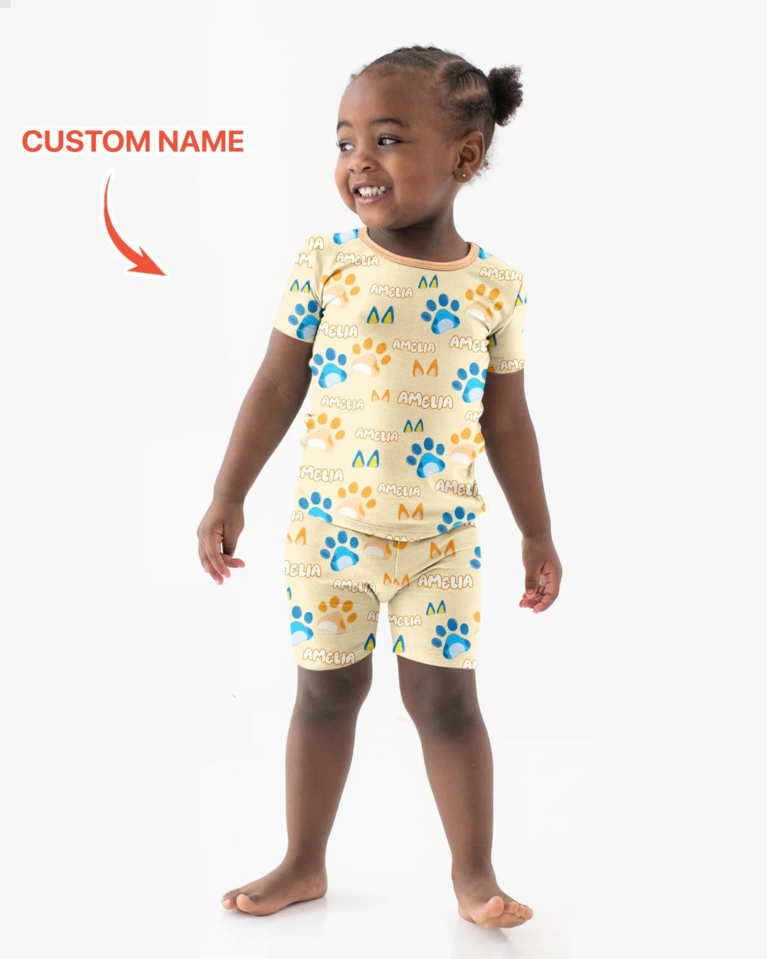 Pijama de bambú de dos piezas de manga corta con pantalón corto, plantilla personalizada