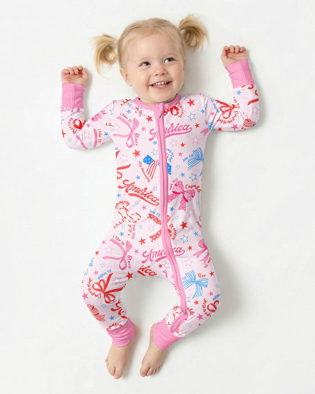 Pink Girly Patriotic Bamboo Convertible Zippy