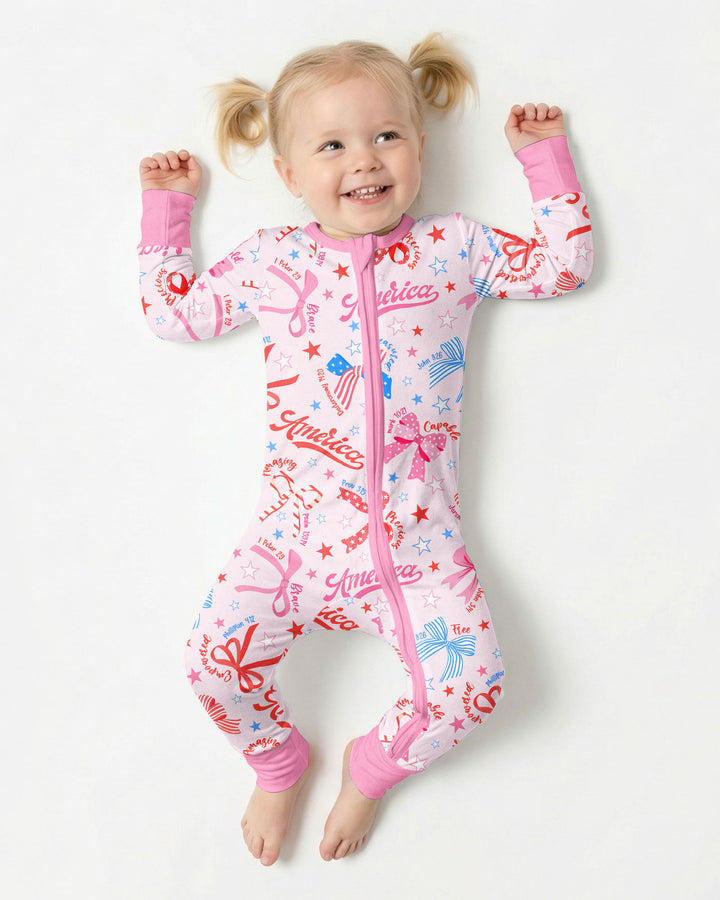 Pink Girly Patriotic Bamboo Convertible Zippy