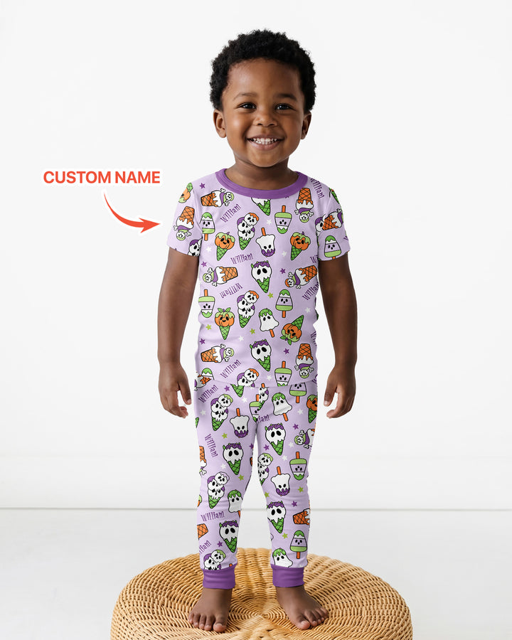 Conjunto de pijama de dos piezas de bambú de manga corta, plantilla personalizada
