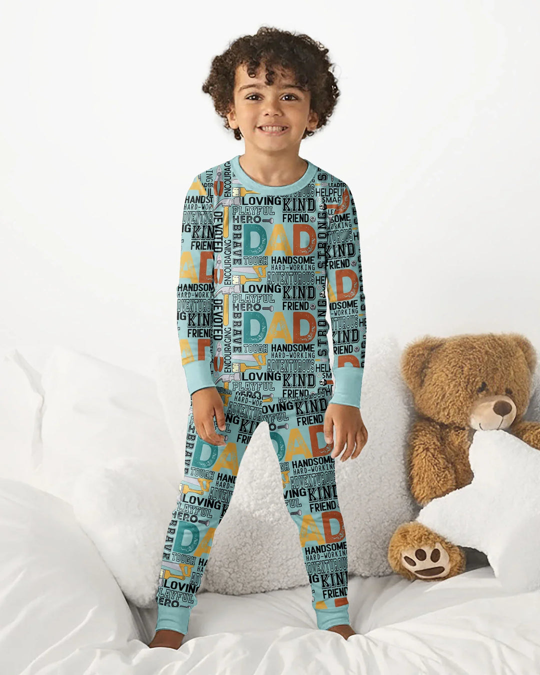 Dad Word Collage Bamboo Two Piece Long Sleeve Pajama Set