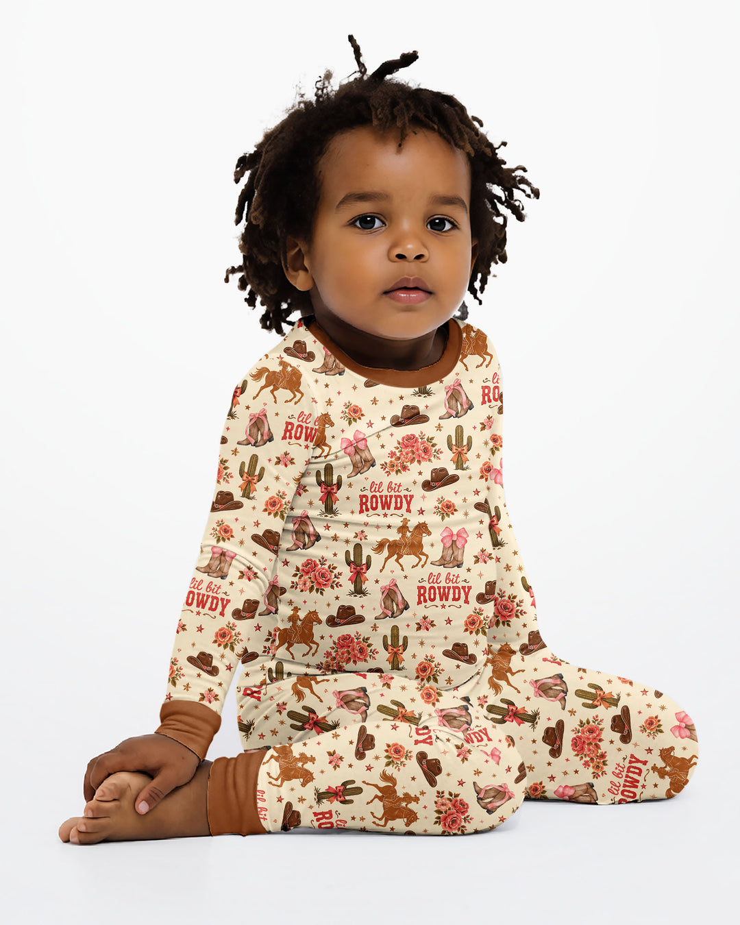 Coquette Cowgirl Lil Bit Rowdy Two Piece Long Sleeve Pajama Set