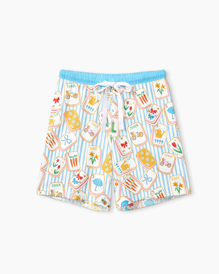 Mahjong Club Mommy & Me Matching Bamboo Women Short Sleeve Short Pajama Set